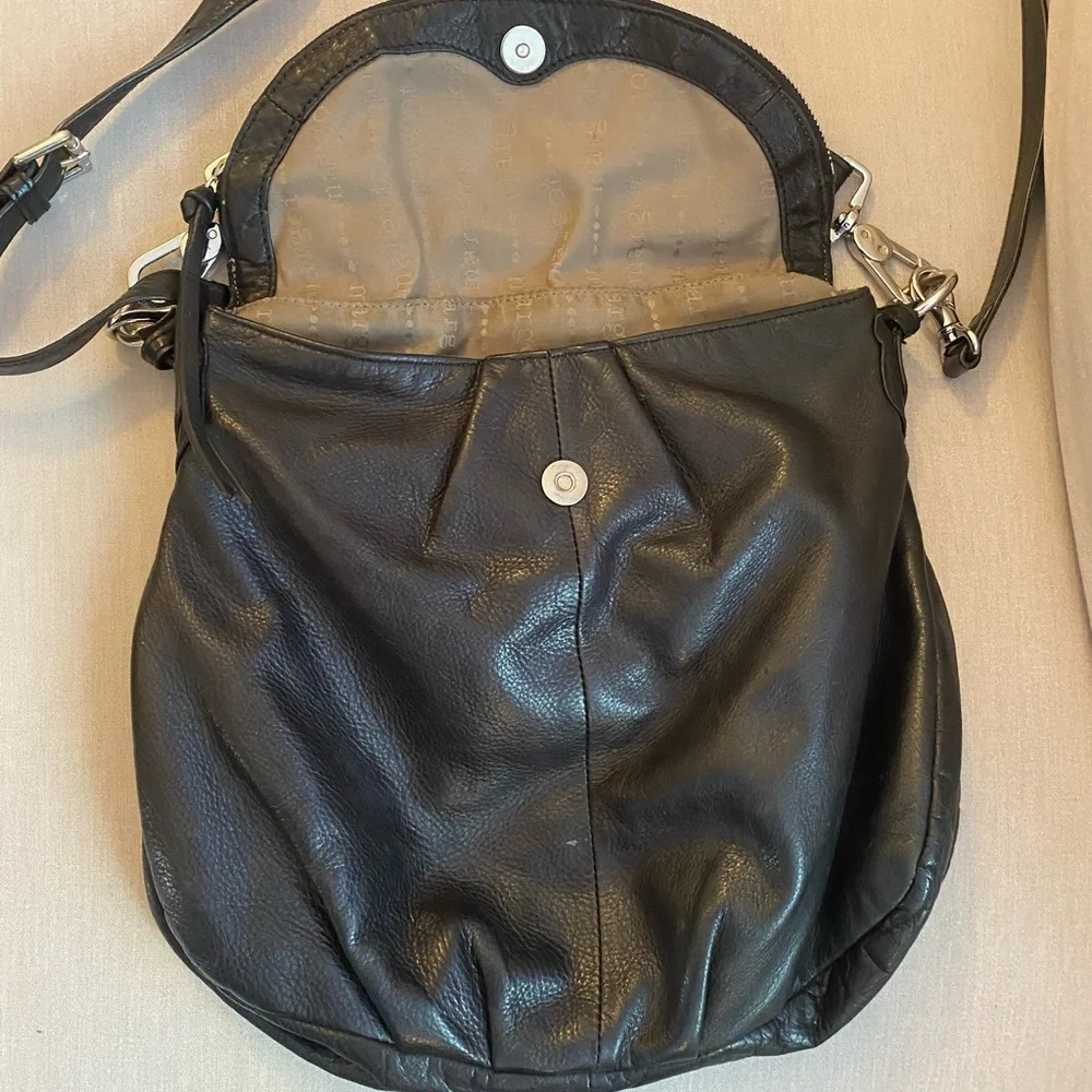 Margot Black Genuine Leather Crossbody Shoulder Handbag Snap Adjustable Strap